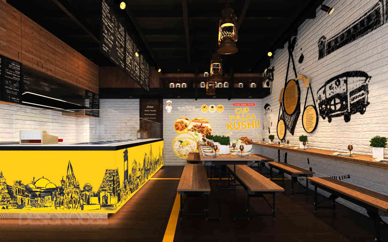 fast food restaurant wall design